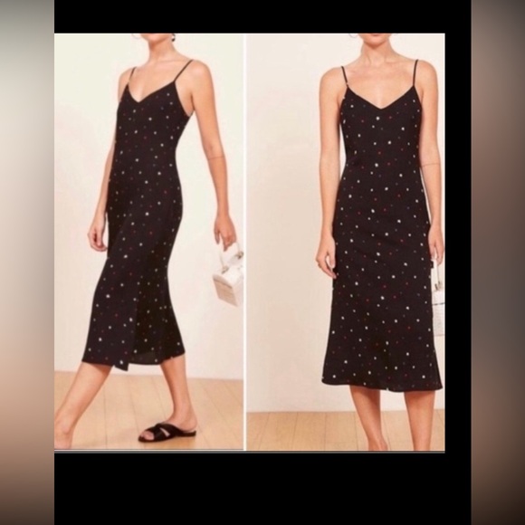 Reformation Dresses & Skirts - Reformation Jaxon Midi Dress Low Cut Sleeveless in Stella Star in Black size 2